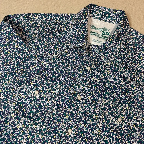 Wrangler 20X LT Large Tall Competition Advance Western Pearl Snap Shirt Blue - Picture 1 of 6